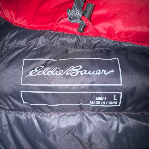 Eddie Bauer Packable Down Puffer Coat Red Men’s Size Large - Picture 10 of 11